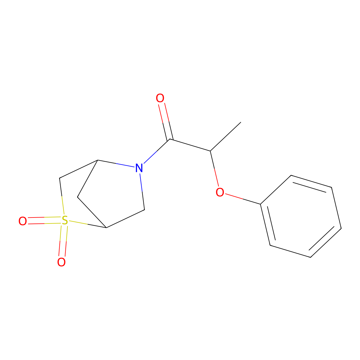 1-(2,2-Dioxido-2-thia-5-azabicyclo[2.2.1]heptan-5-yl)-2-phenoxypropan-1-one molecular structure, CAS 2034310-41-1