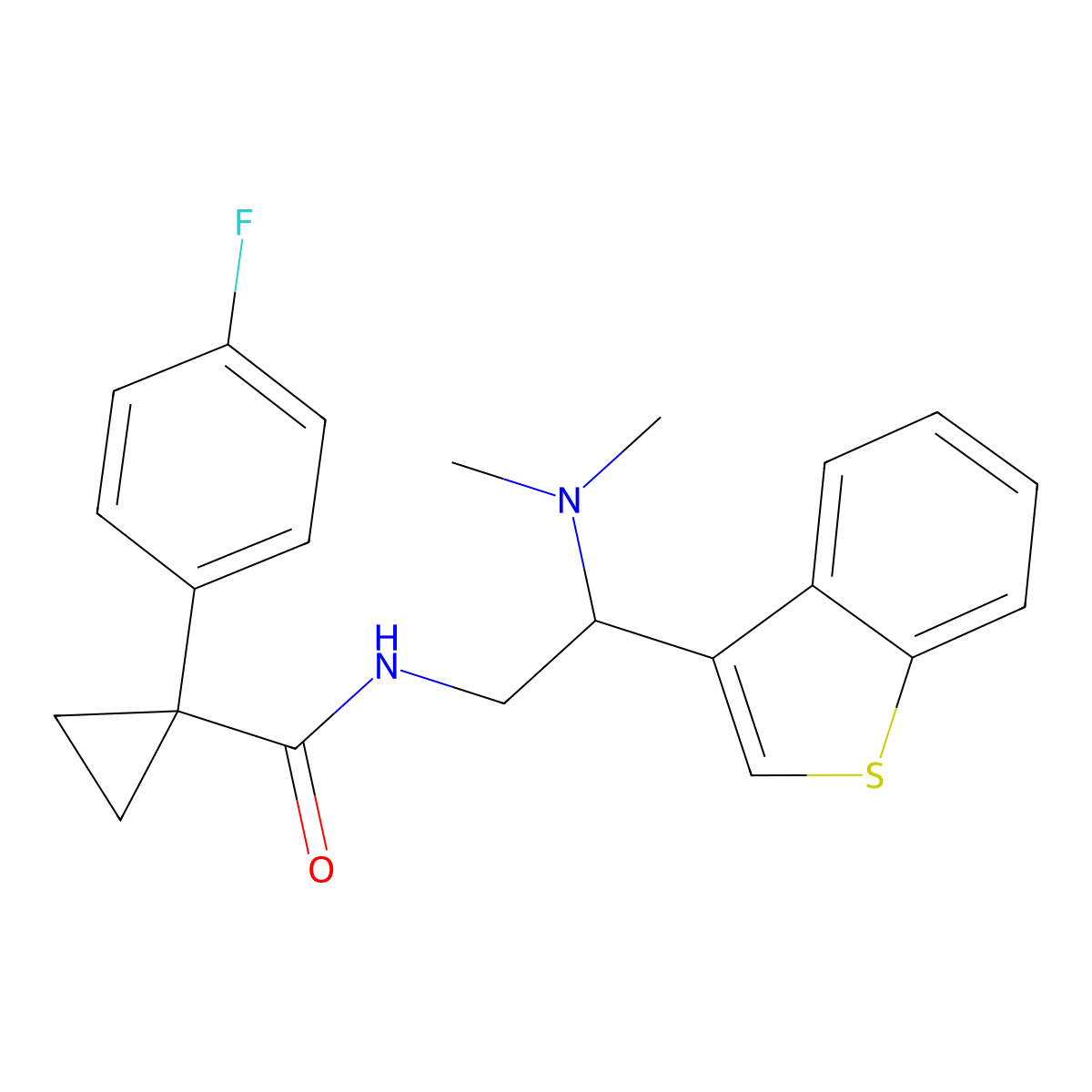 N-(2-(benzo[b]thiophen-3-yl)-2-(dimethylamino)ethyl)-1-(4-fluorophenyl)cyclopropanecarboxamide molecular structure, CAS 2034310-45-5
