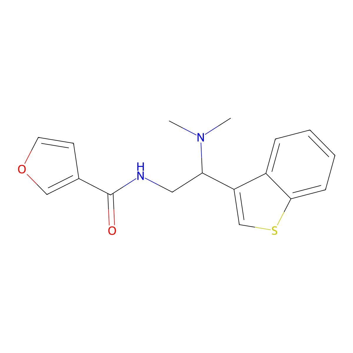 N-(2-(benzo[b]thiophen-3-yl)-2-(dimethylamino)ethyl)furan-3-carboxamide molecular structure, CAS 2034310-47-7