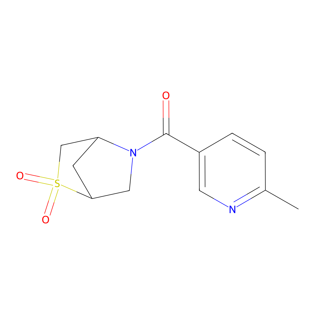 (2,2-Dioxido-2-thia-5-azabicyclo[2.2.1]heptan-5-yl)(6-methylpyridin-3-yl)methanone molecular structure, CAS 2034310-52-4