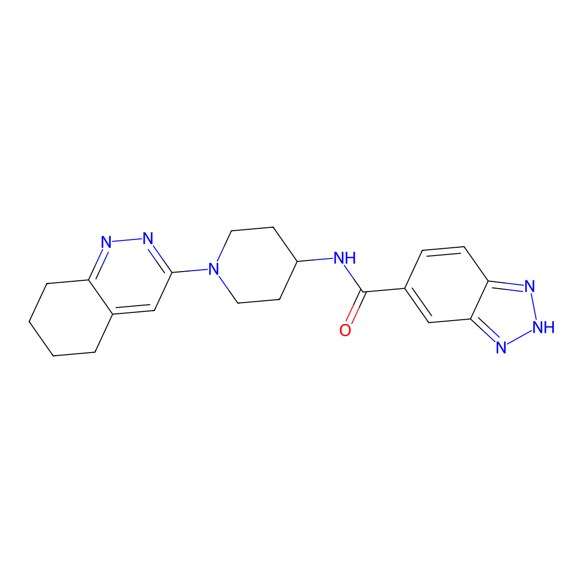 N-(1-(5,6,7,8-tetrahydrocinnolin-3-yl)piperidin-4-yl)-1H-benzo[d][1,2,3]triazole-5-carboxamide molecular structure, CAS 2034310-53-5