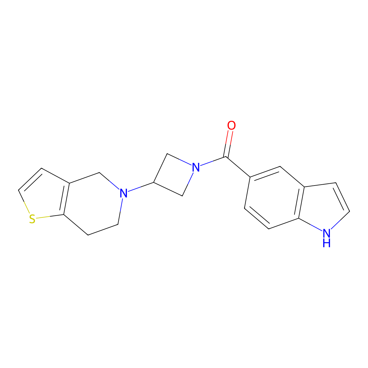 (3-(6,7-dihydrothieno[3,2-c]pyridin-5(4H)-yl)azetidin-1-yl)(1H-indol-5-yl)methanone molecular structure, CAS 2034310-54-6