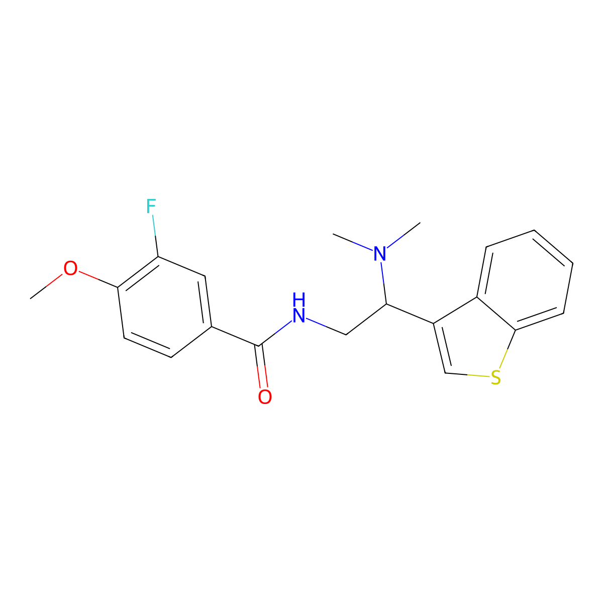 N-(2-(benzo[b]thiophen-3-yl)-2-(dimethylamino)ethyl)-3-fluoro-4-methoxybenzamide molecular structure, CAS 2034310-58-0