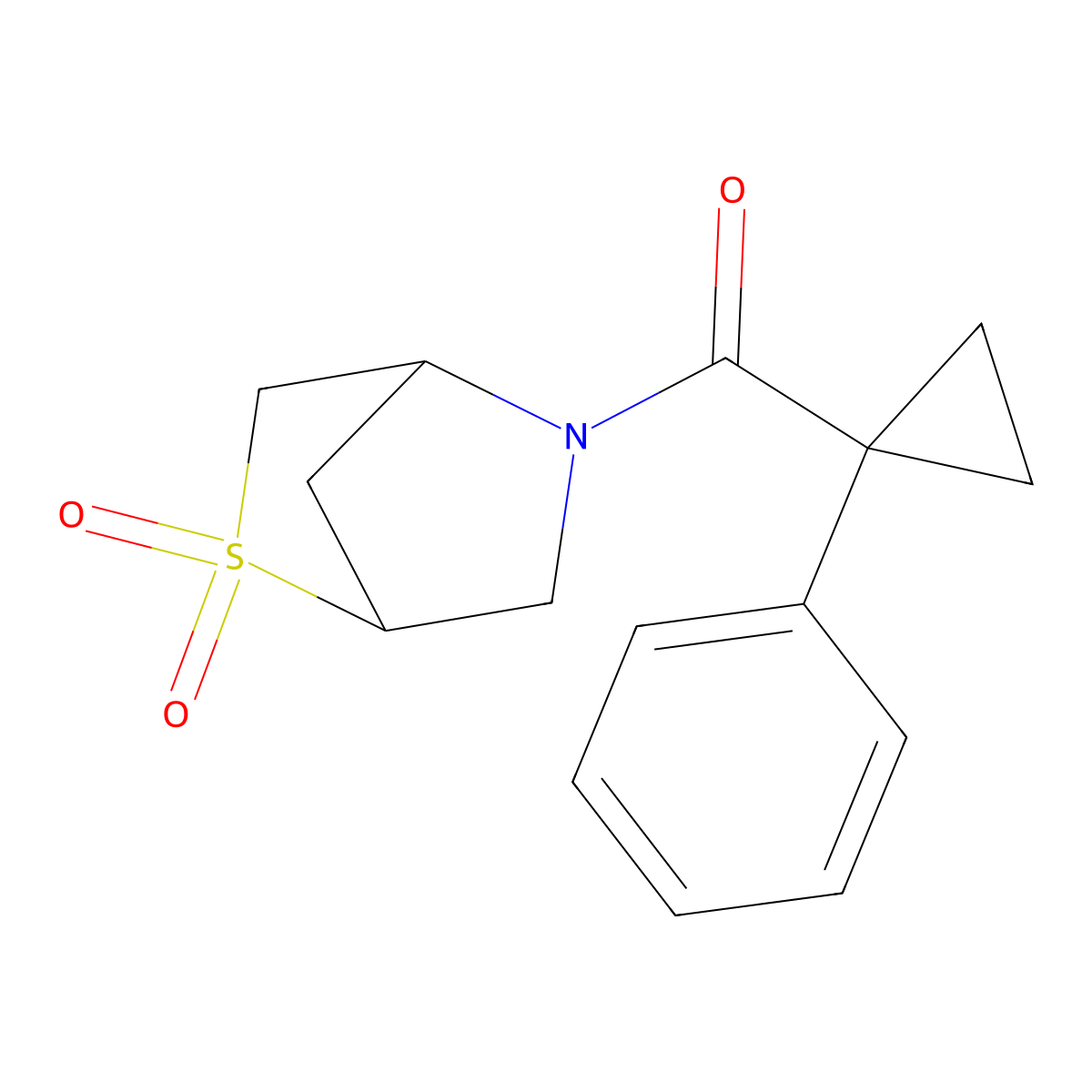 (2,2-Dioxido-2-thia-5-azabicyclo[2.2.1]heptan-5-yl)(1-phenylcyclopropyl)methanone molecular structure, CAS 2034310-64-8