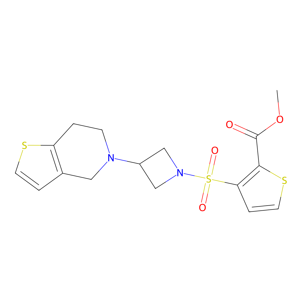 methyl 3-((3-(6,7-dihydrothieno[3,2-c]pyridin-5(4H)-yl)azetidin-1-yl)sulfonyl)thiophene-2-carboxylate molecular structure, CAS 2034310-68-2