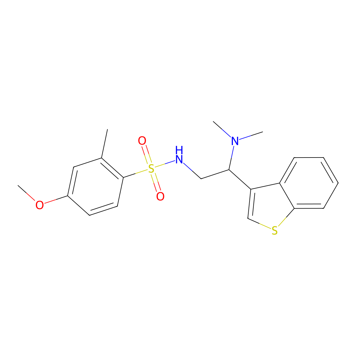 N-(2-(benzo[b]thiophen-3-yl)-2-(dimethylamino)ethyl)-4-methoxy-2-methylbenzenesulfonamide molecular structure, CAS 2034310-72-8