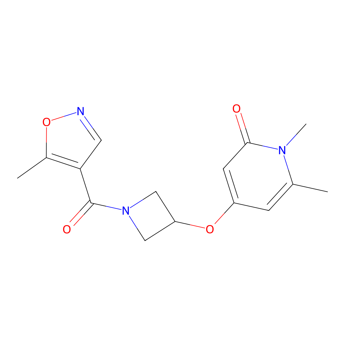 1,6-dimethyl-4-((1-(5-methylisoxazole-4-carbonyl)azetidin-3-yl)oxy)pyridin-2(1H)-one molecular structure, CAS 2034310-73-9