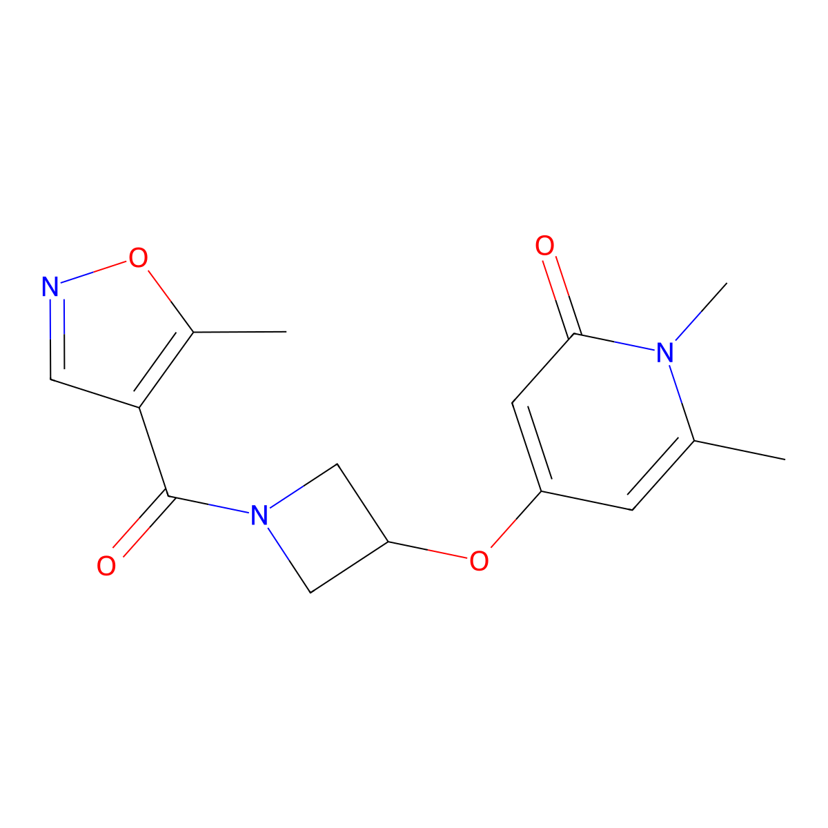 1,6-dimethyl-4-((1-(5-methylisoxazole-4-carbonyl)azetidin-3-yl)oxy)pyridin-2(1H)-one molecular structure, CAS 2034310-73-9