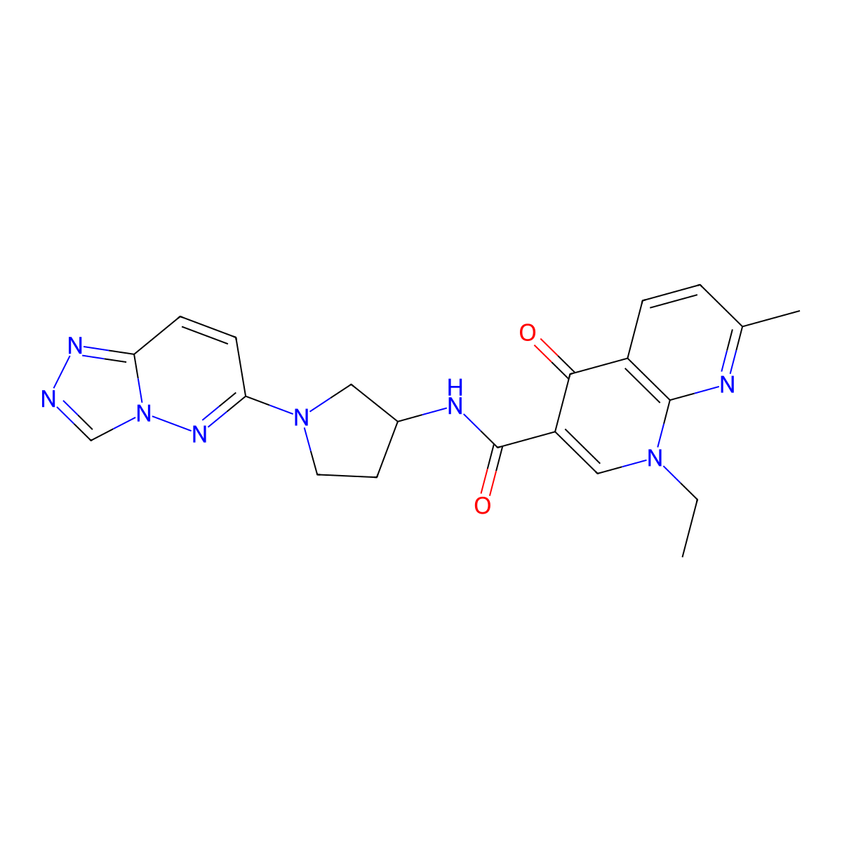N-(1-([1,2,4]triazolo[4,3-b]pyridazin-6-yl)pyrrolidin-3-yl)-1-ethyl-7-methyl-4-oxo-1,4-dihydro-1,8-naphthyridine-3-carboxamide molecular structure, CAS 2034310-75-1