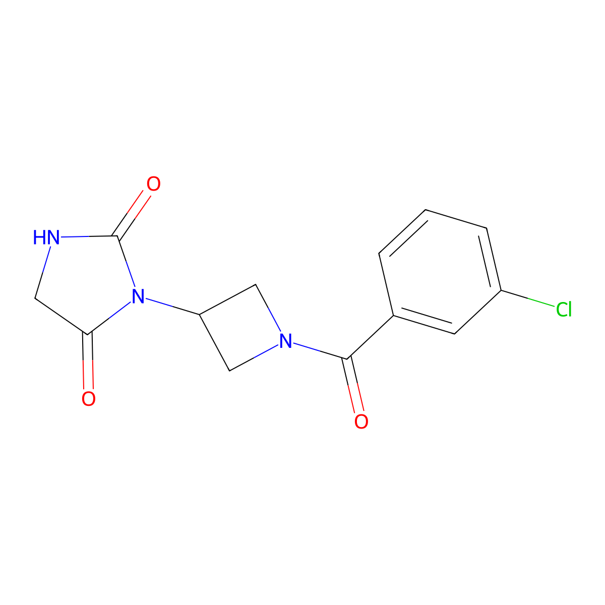 3-[1-(3-Chlorobenzoyl)azetidin-3-yl]imidazolidine-2,4-dione molecular structure, CAS 2034310-79-5
