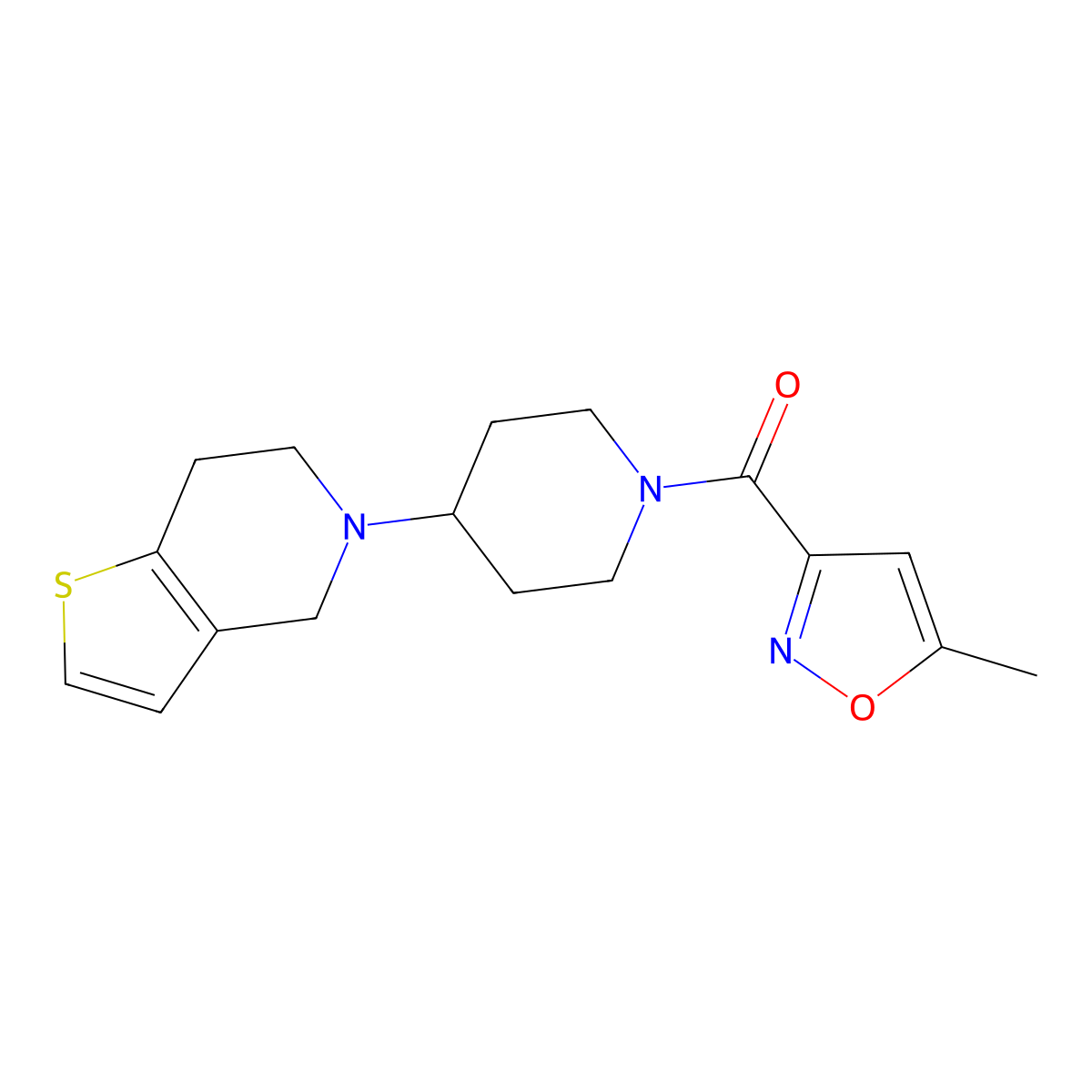 (4-(6,7-dihydrothieno[3,2-c]pyridin-5(4H)-yl)piperidin-1-yl)(5-methylisoxazol-3-yl)methanone molecular structure, CAS 2034310-84-2