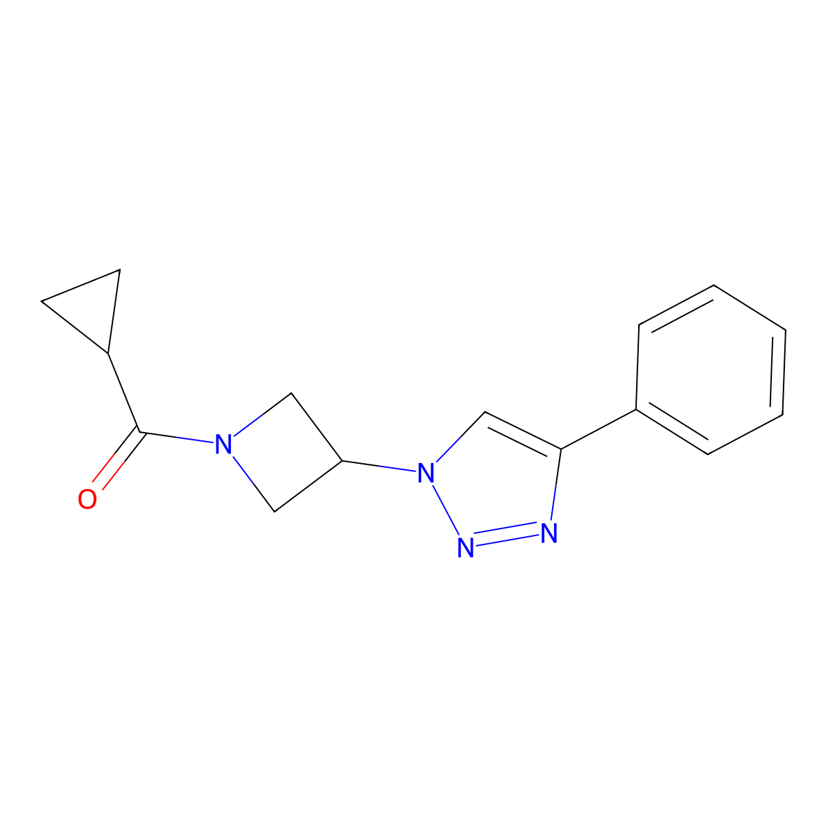 cyclopropyl(3-(4-phenyl-1H-1,2,3-triazol-1-yl)azetidin-1-yl)methanone molecular structure, CAS 2034310-87-5