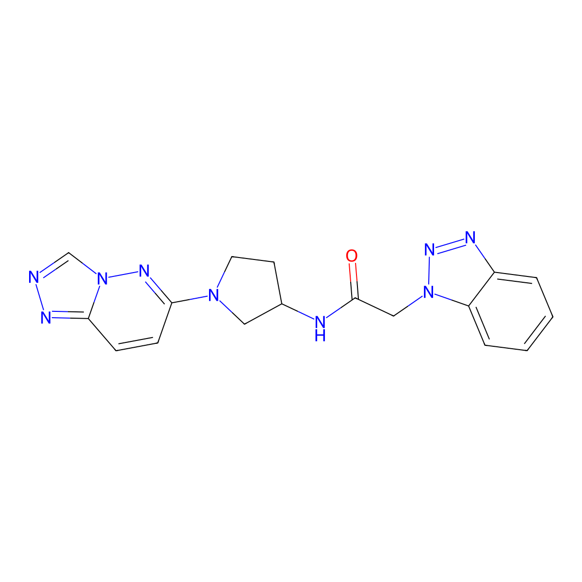 N-(1-([1,2,4]triazolo[4,3-b]pyridazin-6-yl)pyrrolidin-3-yl)-2-(1H-benzo[d][1,2,3]triazol-1-yl)acetamide molecular structure, CAS 2034310-91-1