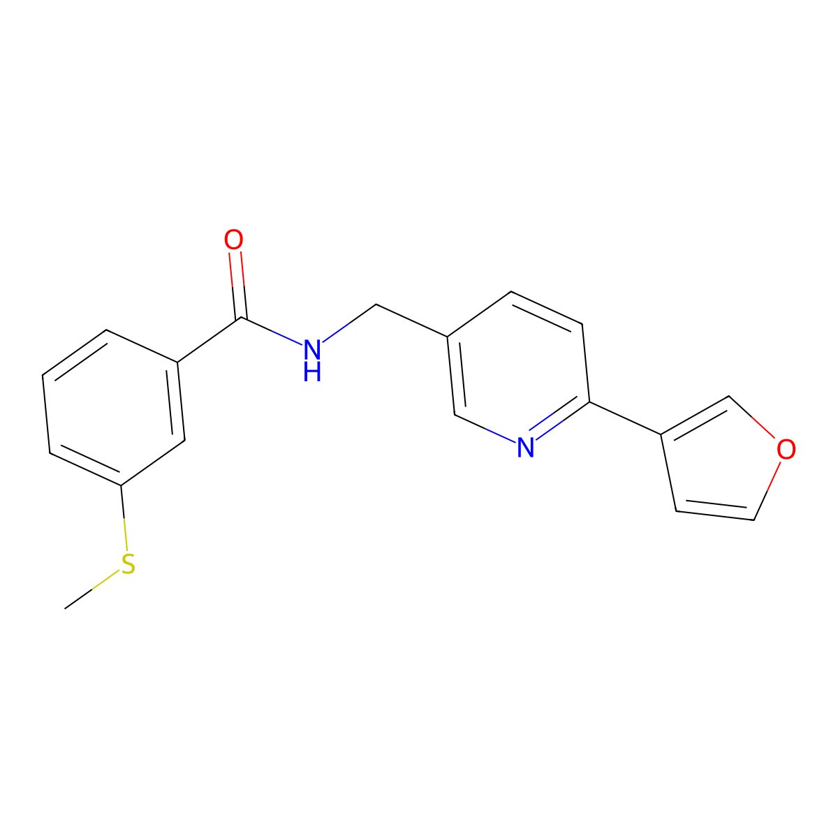 N-((6-(furan-3-yl)pyridin-3-yl)methyl)-3-(methylthio)benzamide molecular structure, CAS 2034310-92-2