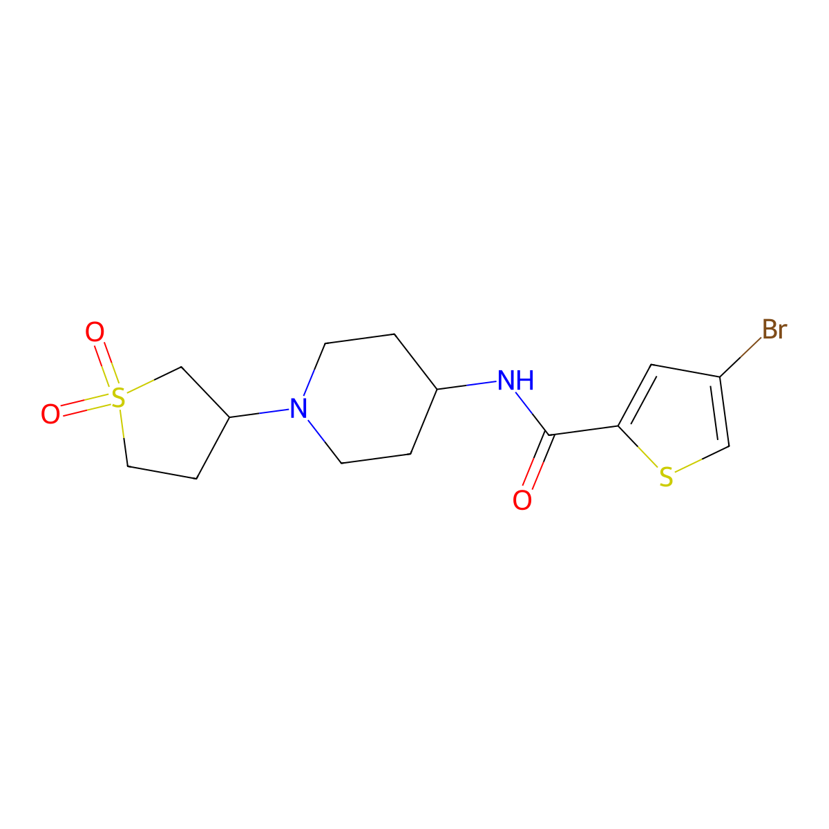 4-bromo-N-(1-(1,1-dioxidotetrahydrothiophen-3-yl)piperidin-4-yl)thiophene-2-carboxamide molecular structure, CAS 2034310-98-8