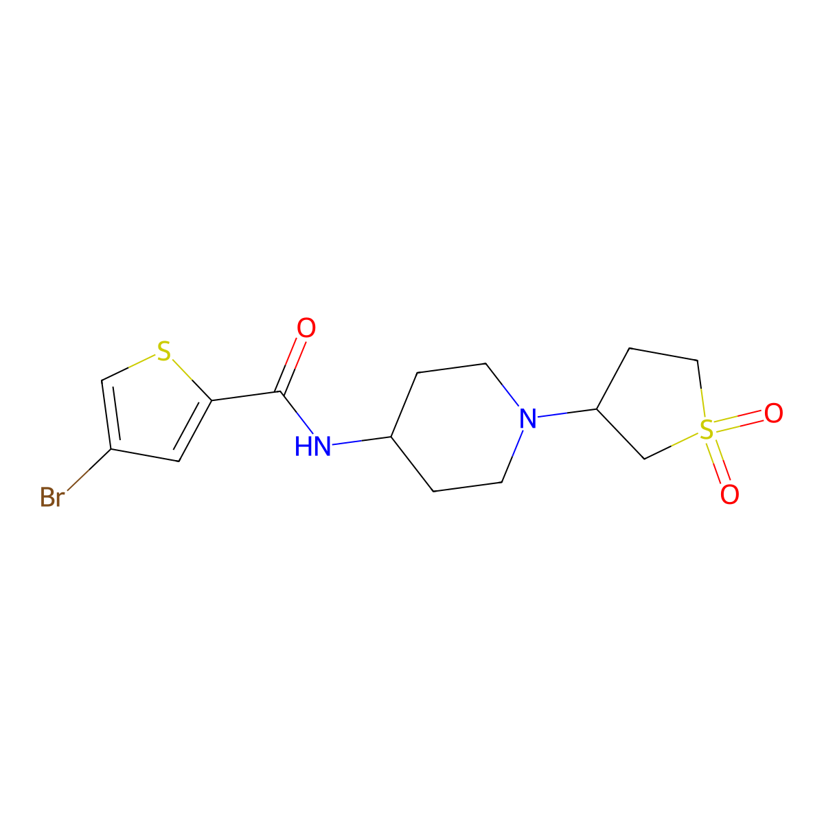 4-bromo-N-(1-(1,1-dioxidotetrahydrothiophen-3-yl)piperidin-4-yl)thiophene-2-carboxamide molecular structure, CAS 2034310-98-8