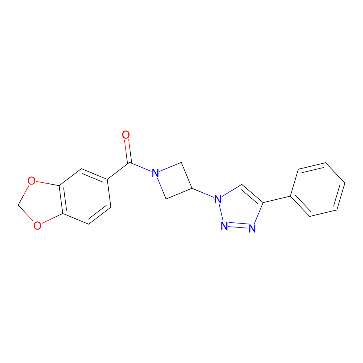 benzo[d][1,3]dioxol-5-yl(3-(4-phenyl-1H-1,2,3-triazol-1-yl)azetidin-1-yl)methanone molecular structure, CAS 2034310-99-9