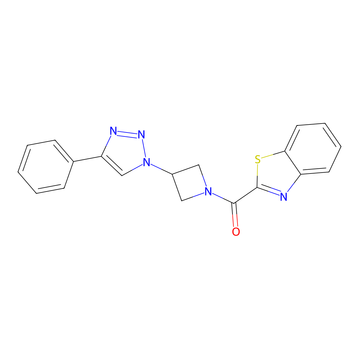 benzo[d]thiazol-2-yl(3-(4-phenyl-1H-1,2,3-triazol-1-yl)azetidin-1-yl)methanone molecular structure, CAS 2034311-04-9