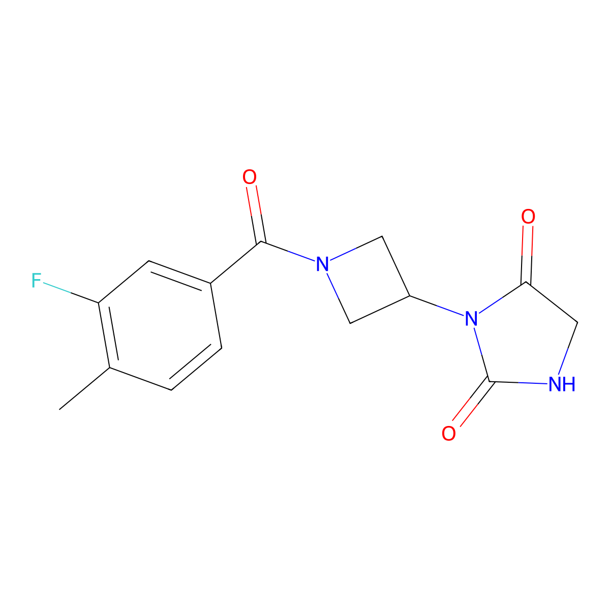 3-[1-(3-Fluoro-4-methylbenzoyl)azetidin-3-yl]imidazolidine-2,4-dione molecular structure, CAS 2034311-06-1