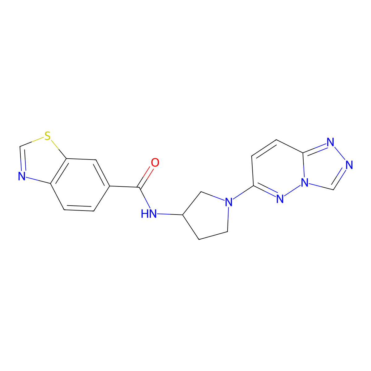 N-(1-([1,2,4]triazolo[4,3-b]pyridazin-6-yl)pyrrolidin-3-yl)benzo[d]thiazole-6-carboxamide molecular structure, CAS 2034311-07-2