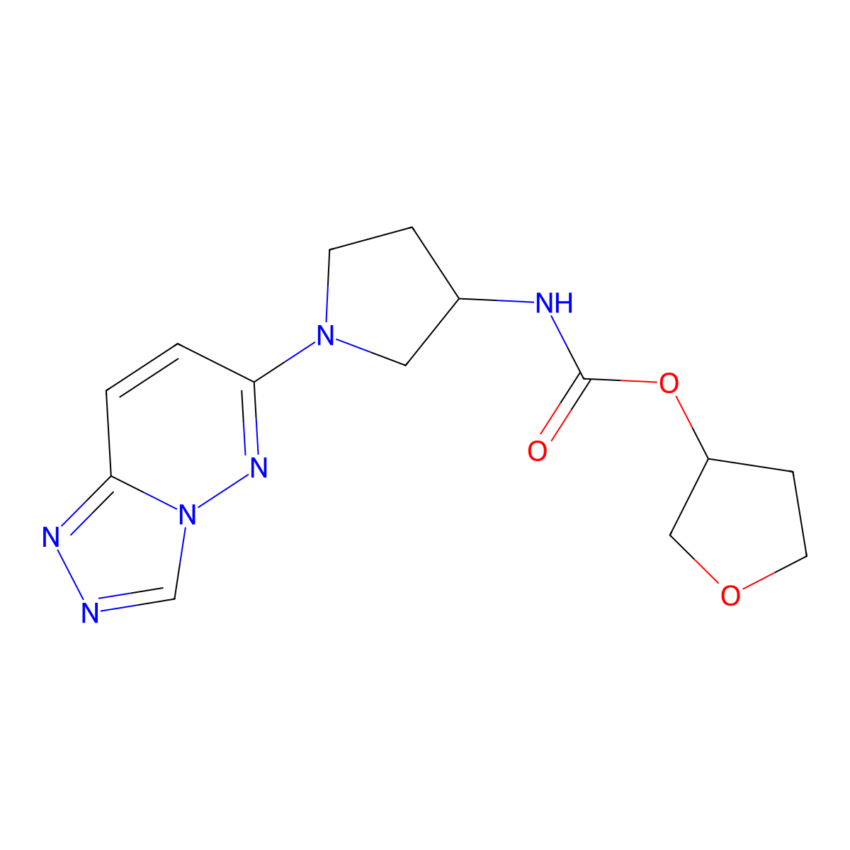 Tetrahydrofuran-3-yl (1-([1,2,4]triazolo[4,3-b]pyridazin-6-yl)pyrrolidin-3-yl)carbamate molecular structure, CAS 2034311-14-1