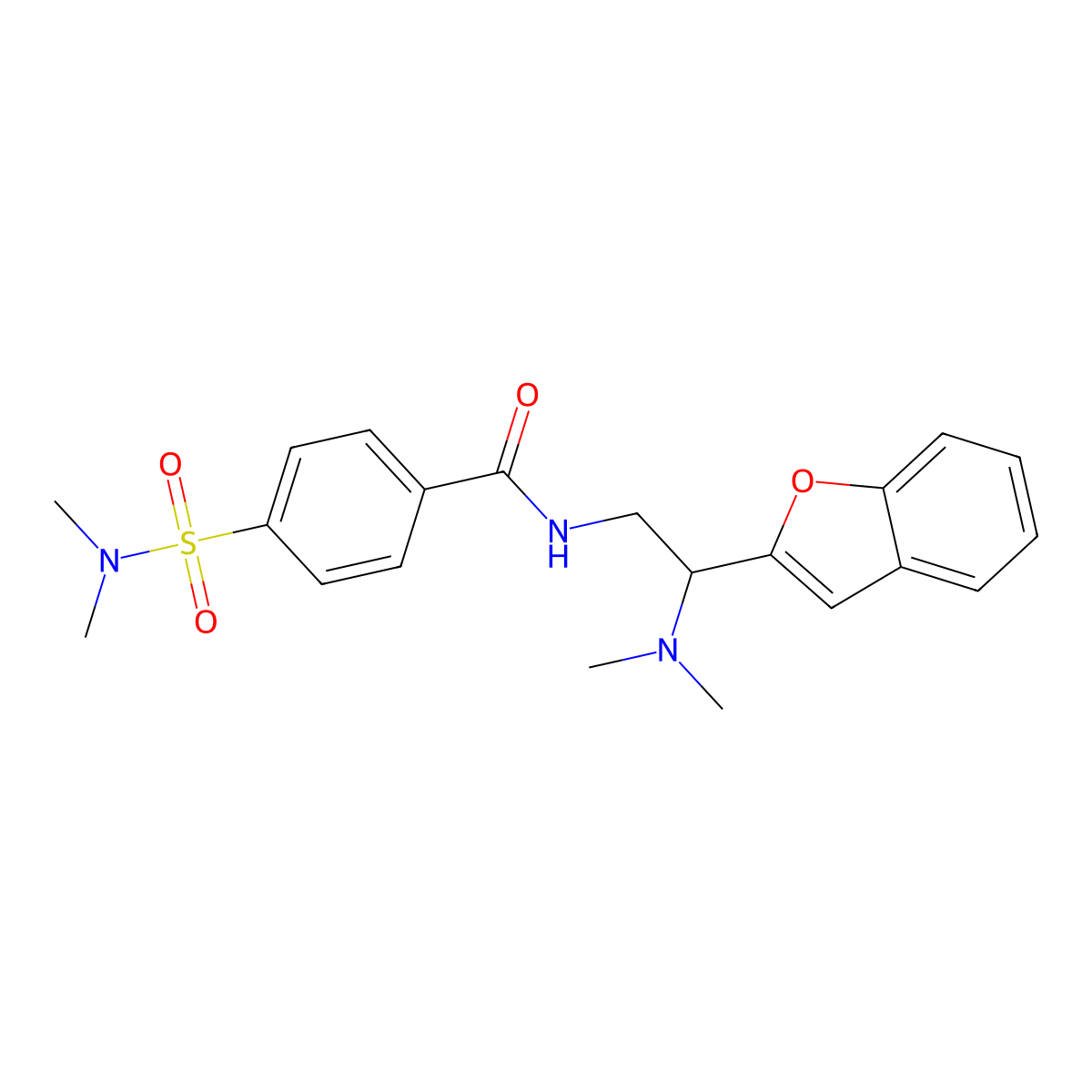 N-(2-(benzofuran-2-yl)-2-(dimethylamino)ethyl)-4-(N,N-dimethylsulfamoyl)benzamide molecular structure, CAS 2034311-16-3