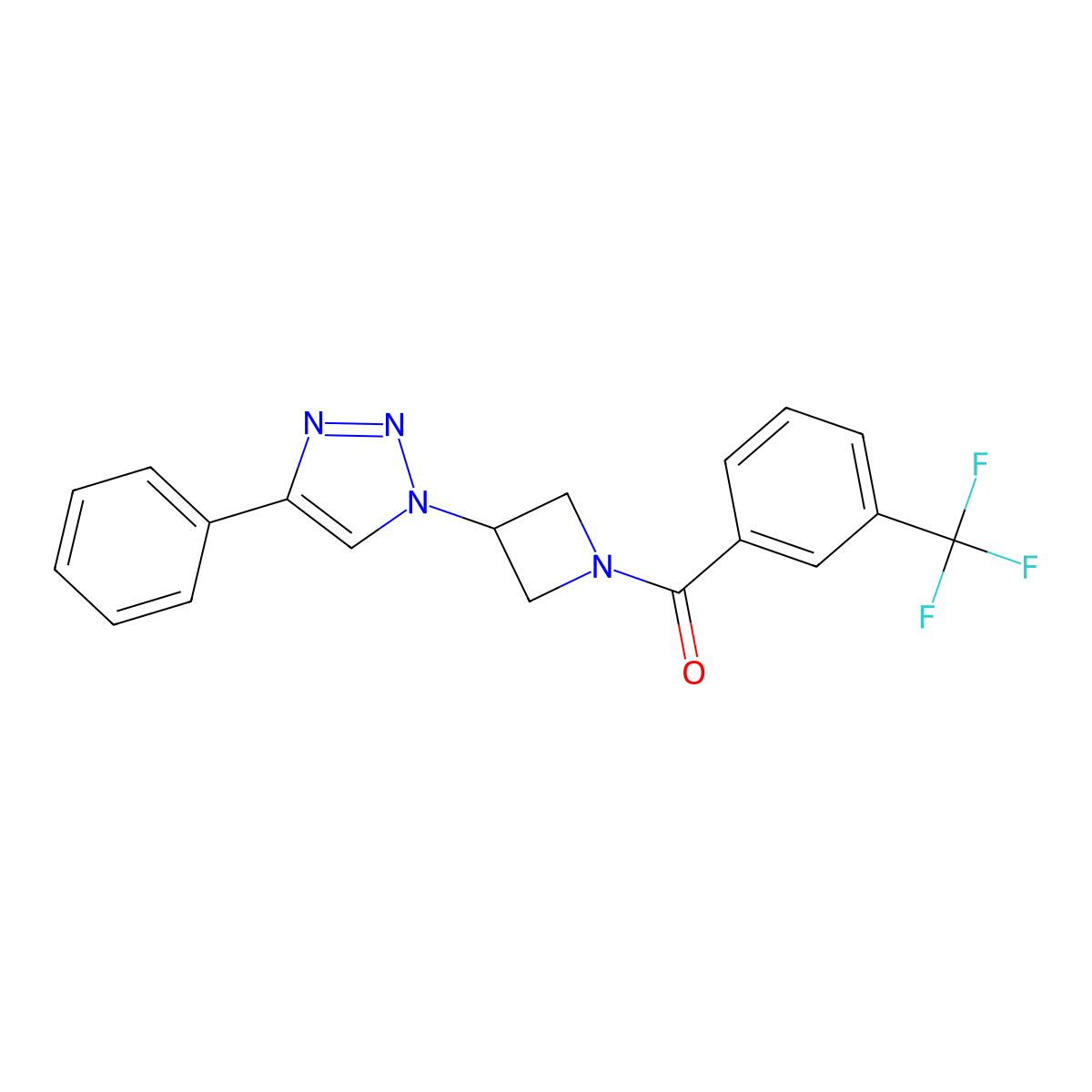 (3-(4-phenyl-1H-1,2,3-triazol-1-yl)azetidin-1-yl)(3-(trifluoromethyl)phenyl)methanone molecular structure, CAS 2034311-18-5