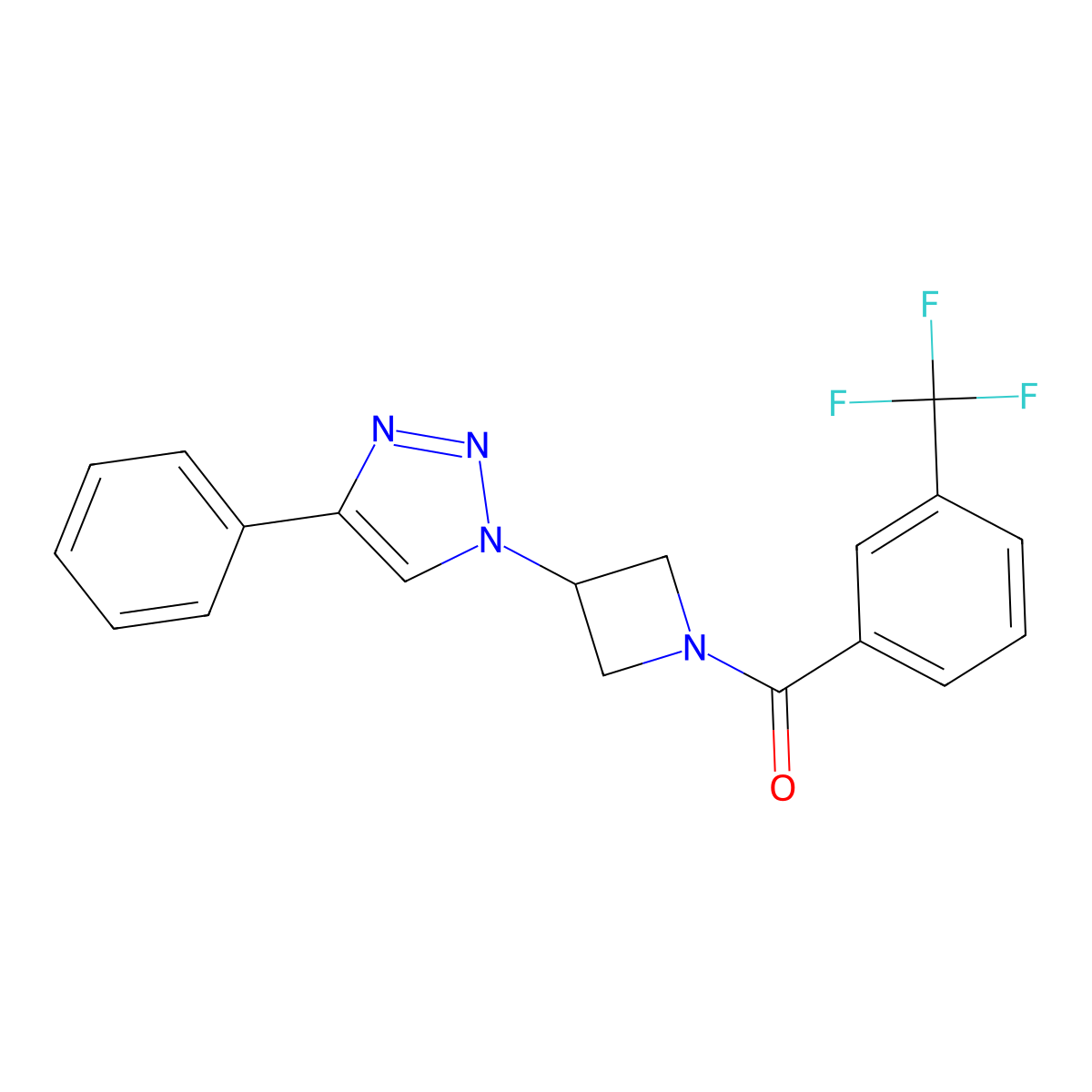 (3-(4-phenyl-1H-1,2,3-triazol-1-yl)azetidin-1-yl)(3-(trifluoromethyl)phenyl)methanone molecular structure, CAS 2034311-18-5