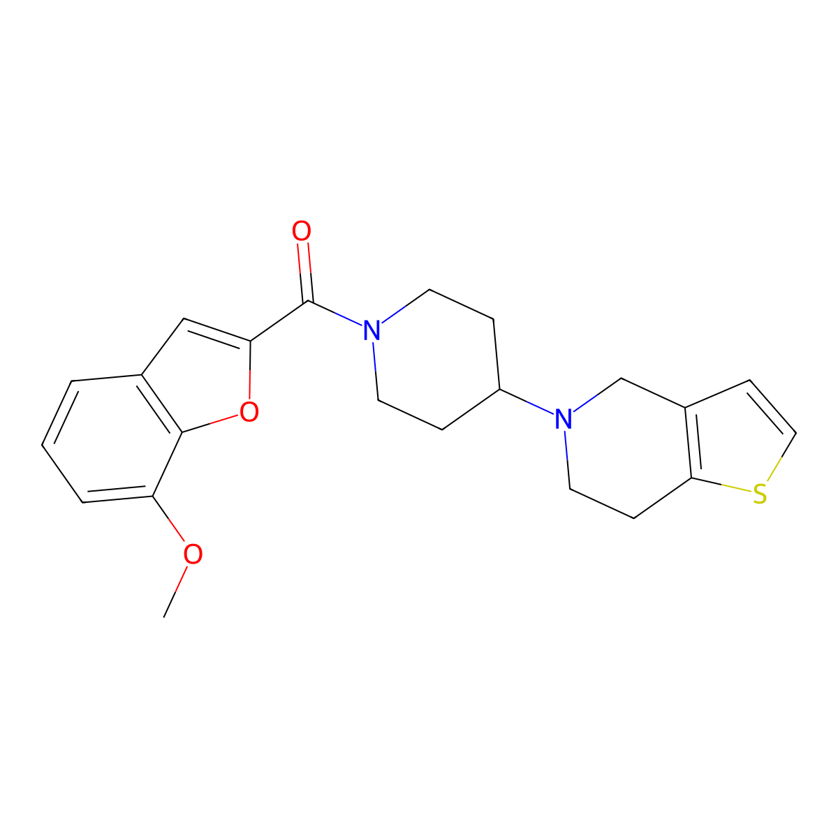 (4-(6,7-dihydrothieno[3,2-c]pyridin-5(4H)-yl)piperidin-1-yl)(7-methoxybenzofuran-2-yl)methanone molecular structure, CAS 2034311-21-0