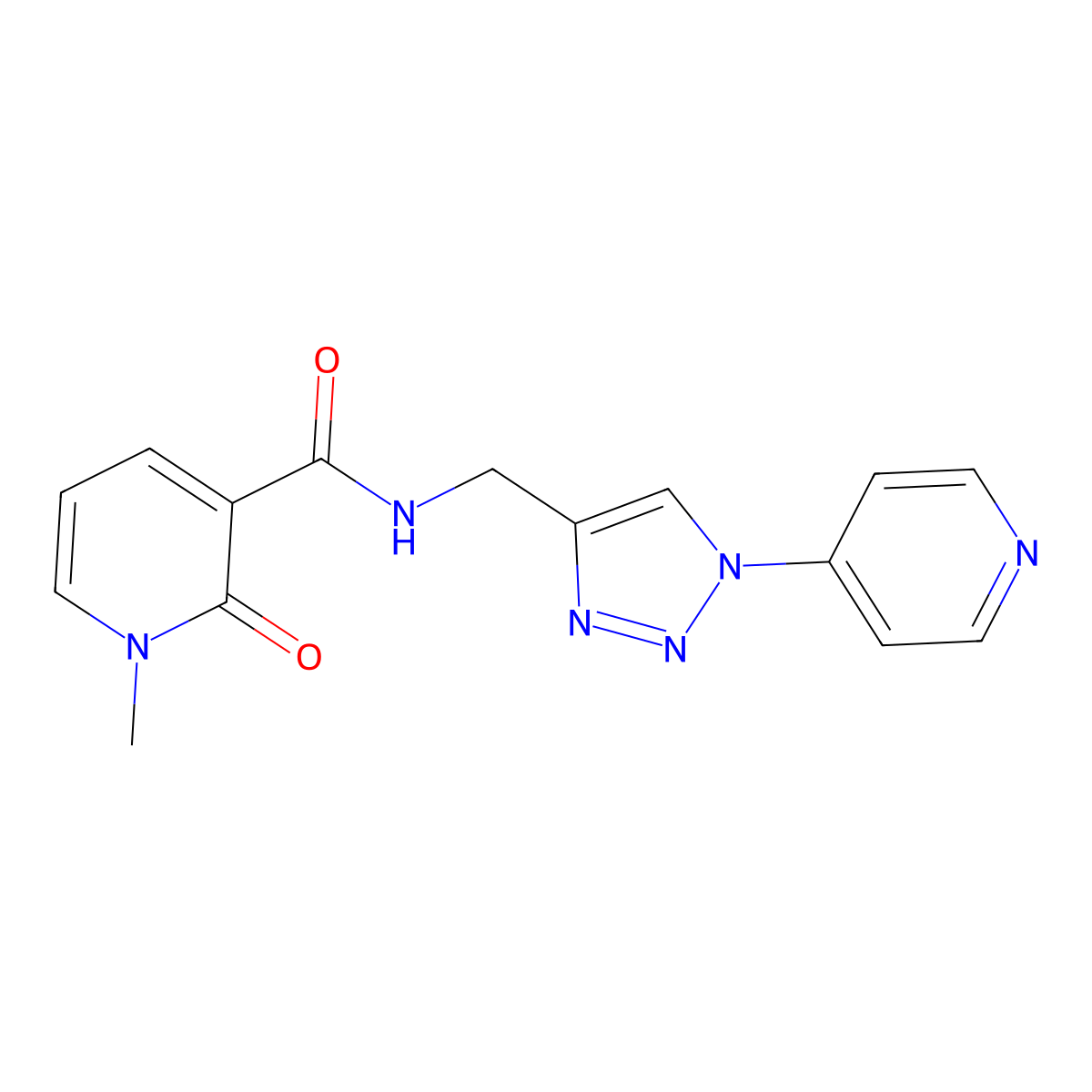1-methyl-2-oxo-N-{[1-(pyridin-4-yl)-1H-1,2,3-triazol-4-yl]methyl}-1,2-dihydropyridine-3-carboxamide molecular structure, CAS 2034311-27-6
