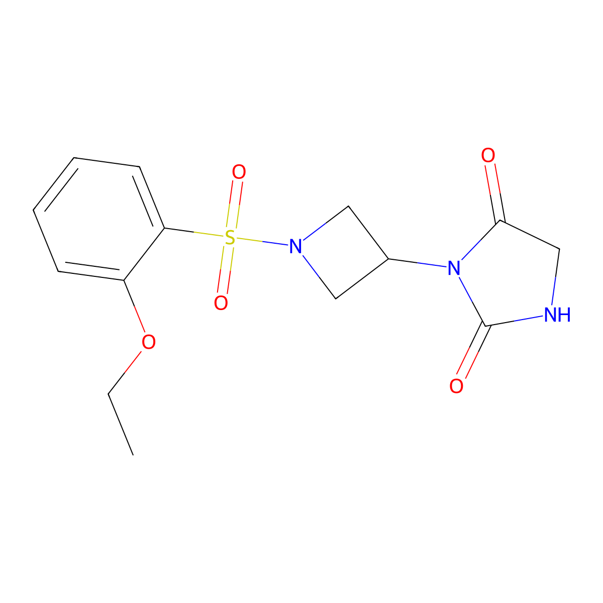 3-(1-((2-Ethoxyphenyl)sulfonyl)azetidin-3-yl)imidazolidine-2,4-dione molecular structure, CAS 2034311-29-8