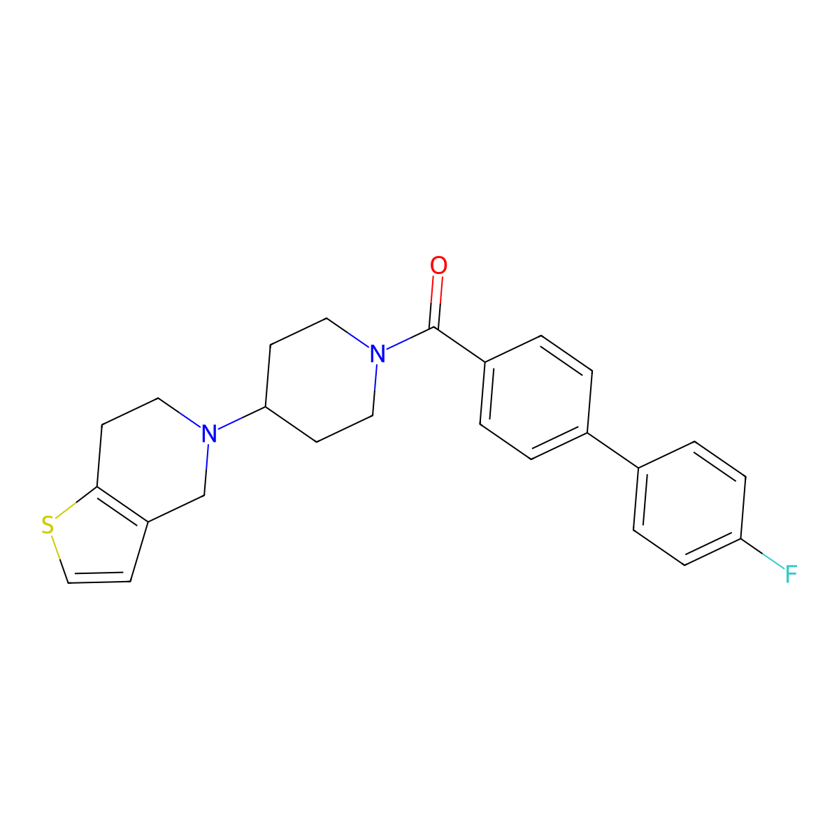 (4-(6,7-dihydrothieno[3,2-c]pyridin-5(4H)-yl)piperidin-1-yl)(4'-fluoro-[1,1'-biphenyl]-4-yl)methanone molecular structure, CAS 2034311-30-1