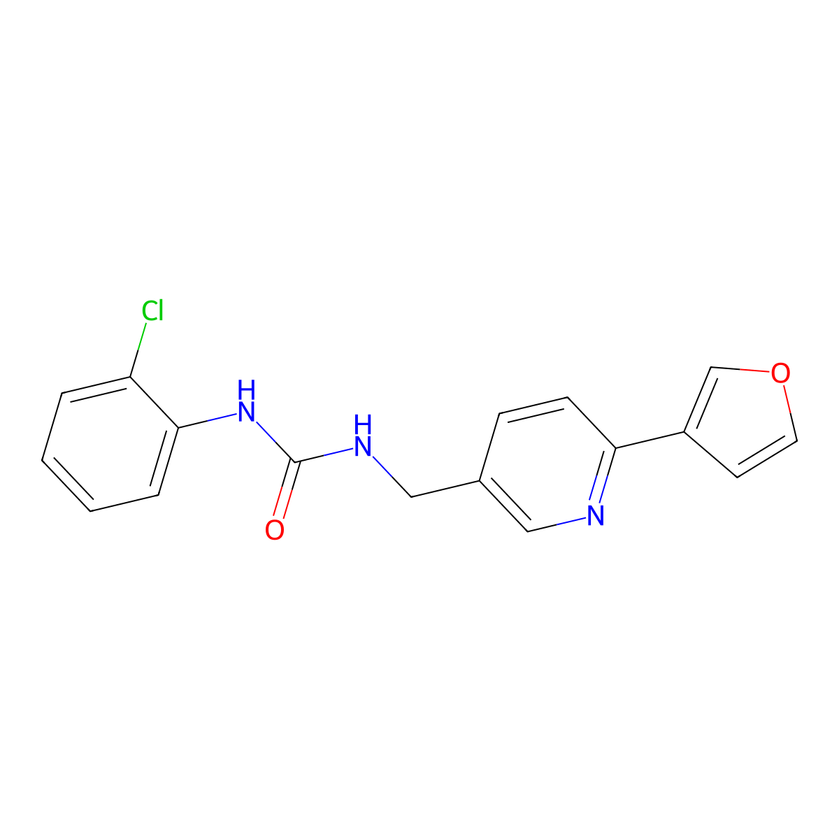 1-(2-Chlorophenyl)-3-((6-(furan-3-yl)pyridin-3-yl)methyl)urea molecular structure, CAS 2034311-31-2