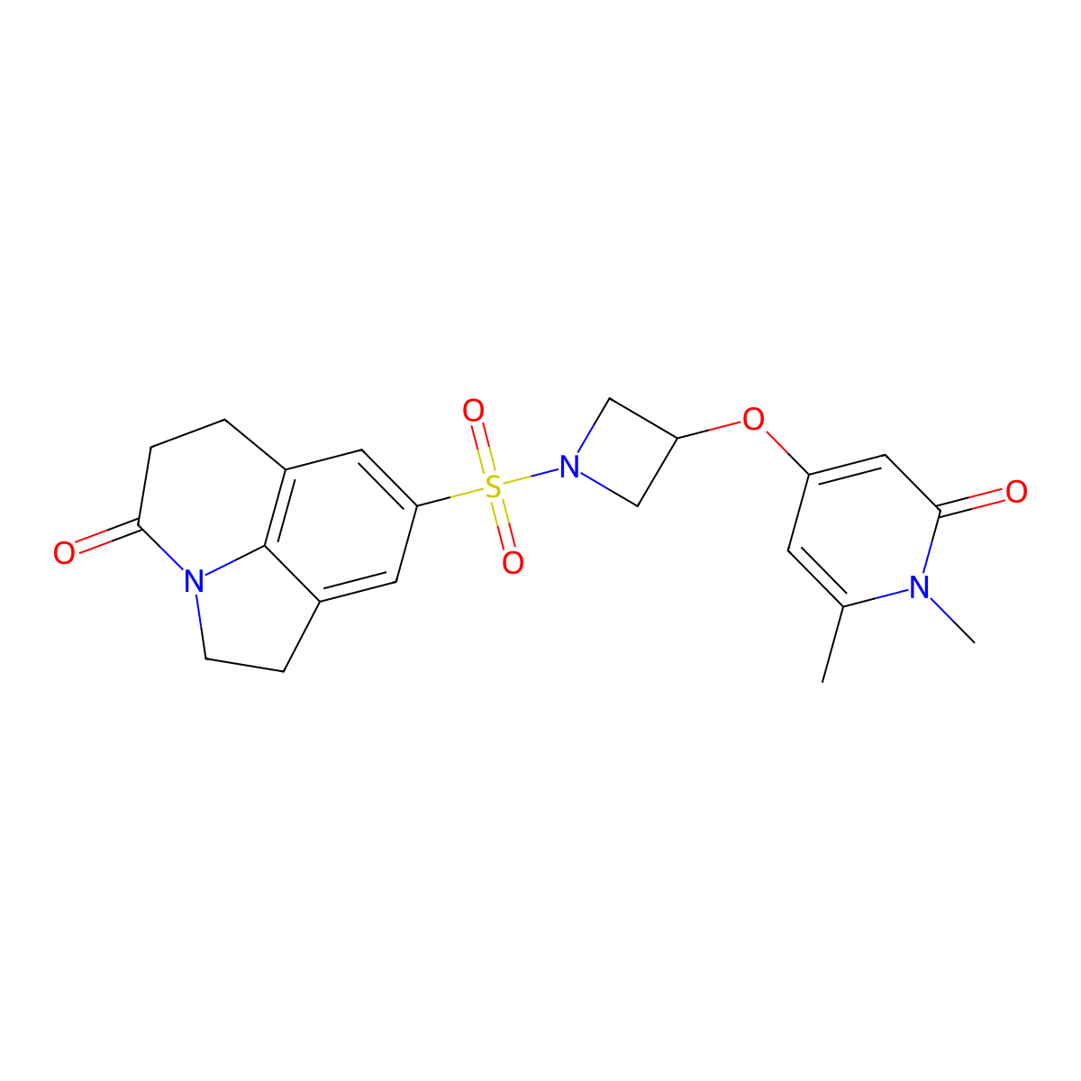 6-({3-[(1,6-Dimethyl-2-oxo-1,2-dihydropyridin-4-yl)oxy]azetidin-1-yl}sulfonyl)-1-azatricyclo[6.3.1.0^{4,12}]dodeca-4(12),5,7-trien-11-one molecular structure, CAS 2034311-32-3
