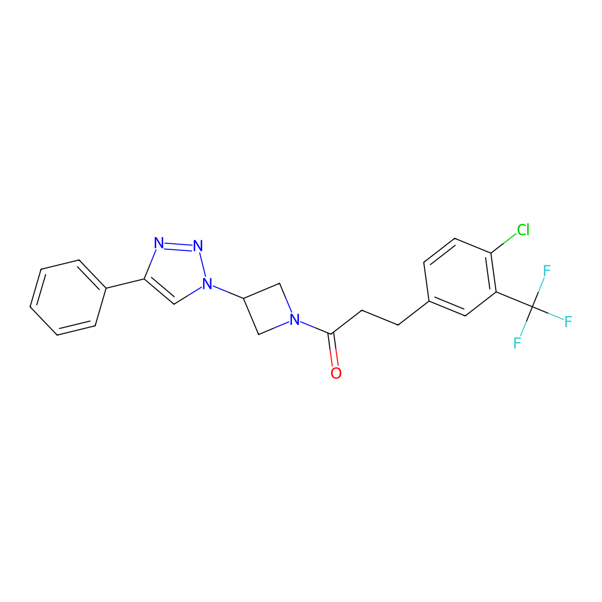 3-(4-chloro-3-(trifluoromethyl)phenyl)-1-(3-(4-phenyl-1H-1,2,3-triazol-1-yl)azetidin-1-yl)propan-1-one molecular structure, CAS 2034311-34-5