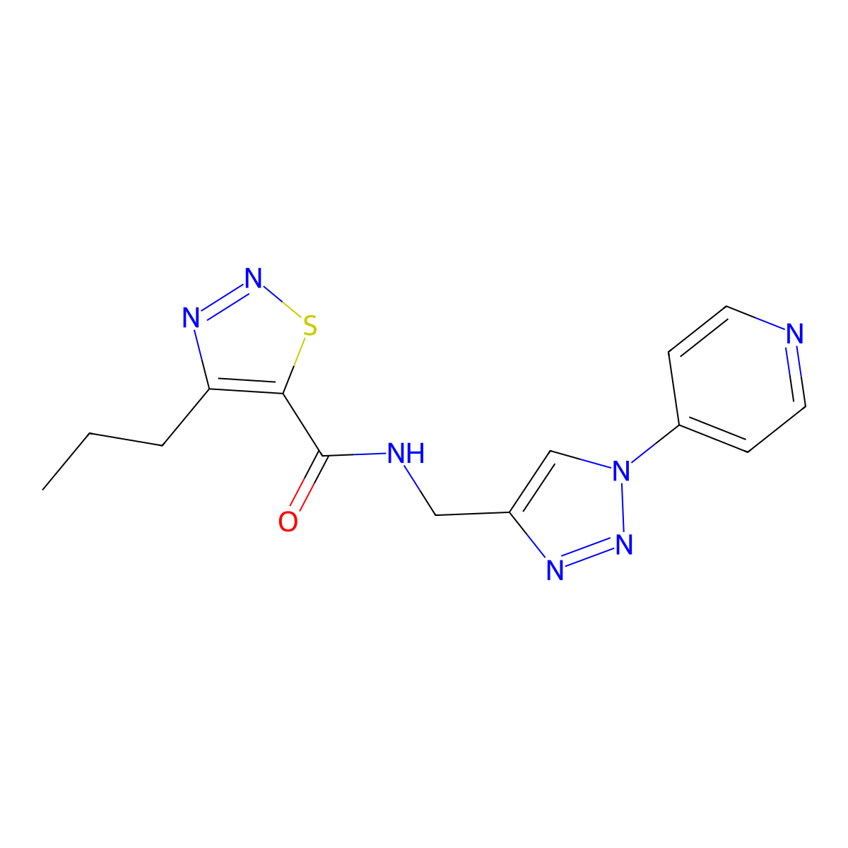 4-propyl-N-((1-(pyridin-4-yl)-1H-1,2,3-triazol-4-yl)methyl)-1,2,3-thiadiazole-5-carboxamide molecular structure, CAS 2034311-35-6
