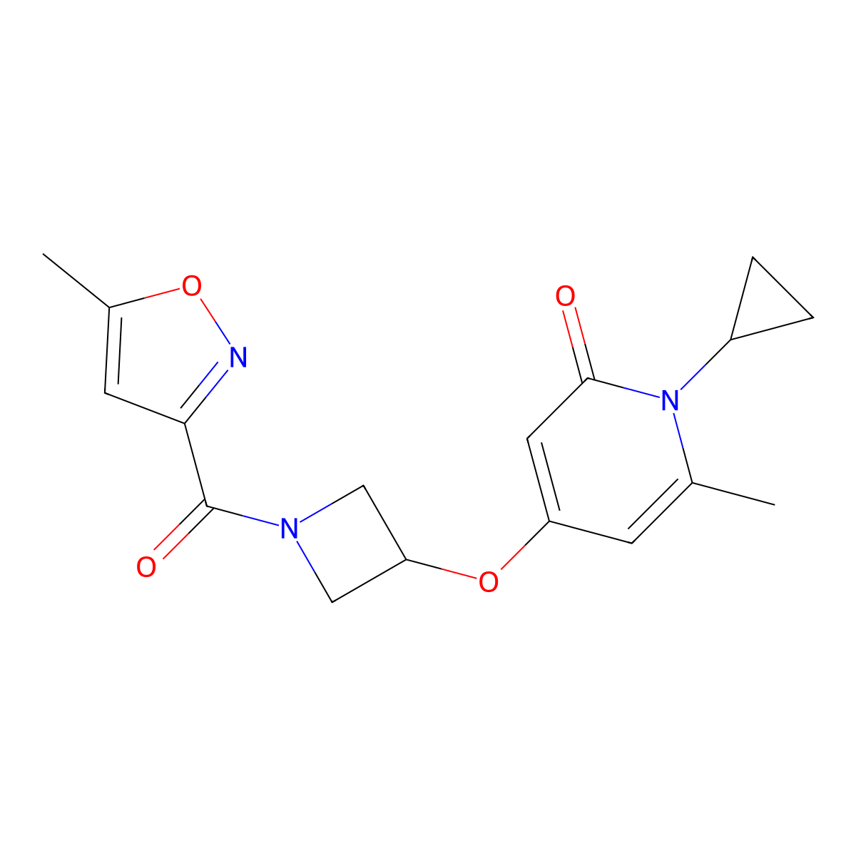 1-cyclopropyl-6-methyl-4-((1-(5-methylisoxazole-3-carbonyl)azetidin-3-yl)oxy)pyridin-2(1H)-one molecular structure, CAS 2034311-38-9