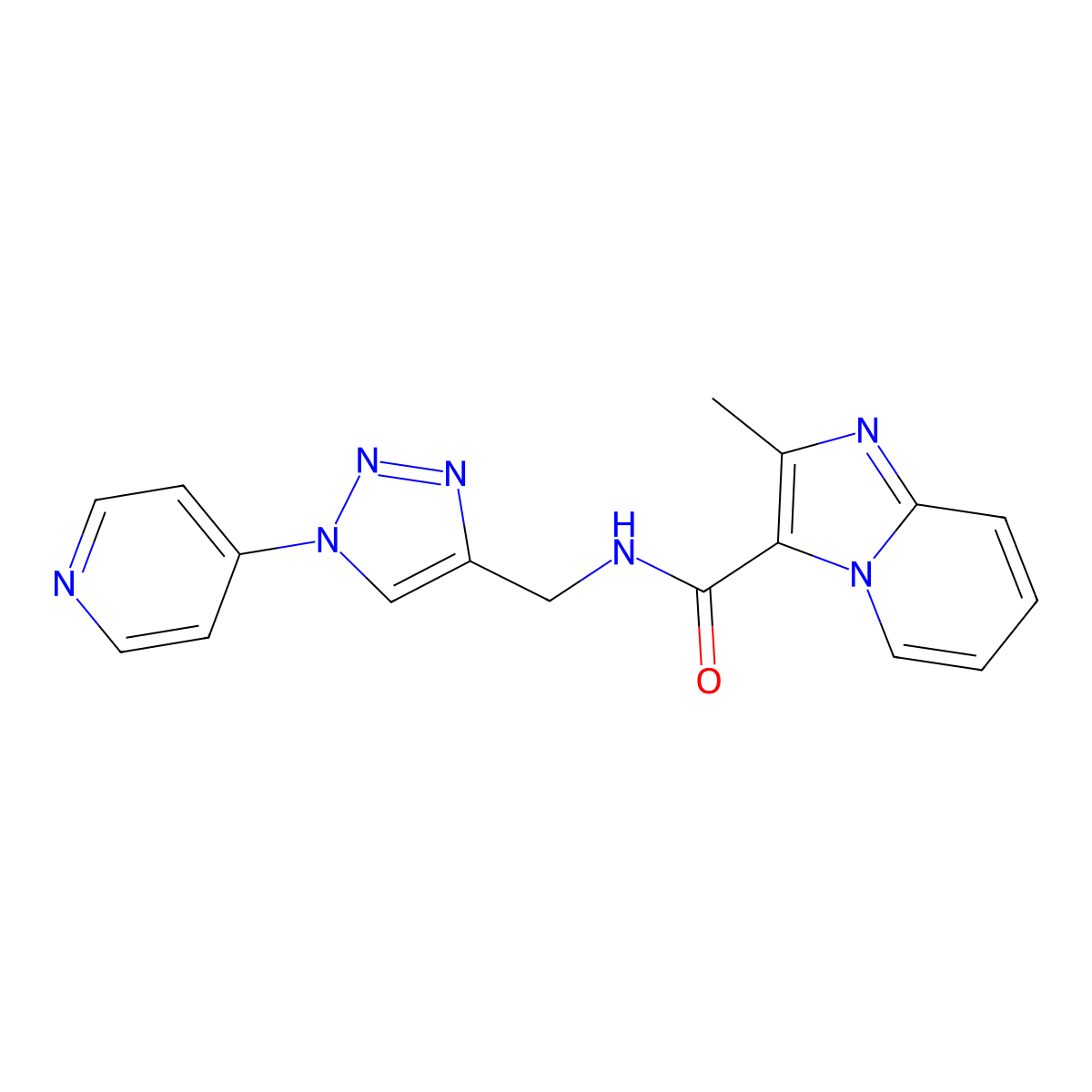 2-methyl-N-{[1-(pyridin-4-yl)-1H-1,2,3-triazol-4-yl]methyl}imidazo[1,2-a]pyridine-3-carboxamide molecular structure, CAS 2034311-41-4
