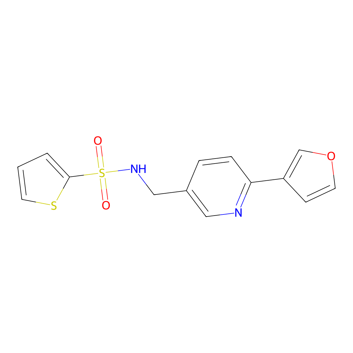 N-((6-(furan-3-yl)pyridin-3-yl)methyl)thiophene-2-sulfonamide molecular structure, CAS 2034311-42-5