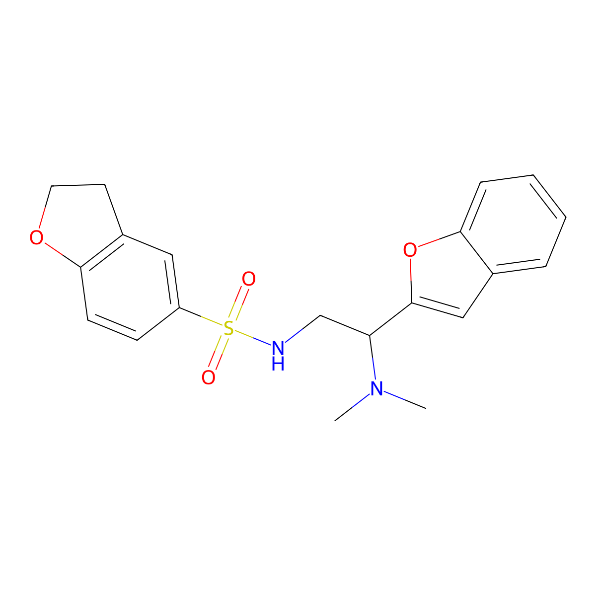 N-(2-(benzofuran-2-yl)-2-(dimethylamino)ethyl)-2,3-dihydrobenzofuran-5-sulfonamide molecular structure, CAS 2034311-43-6