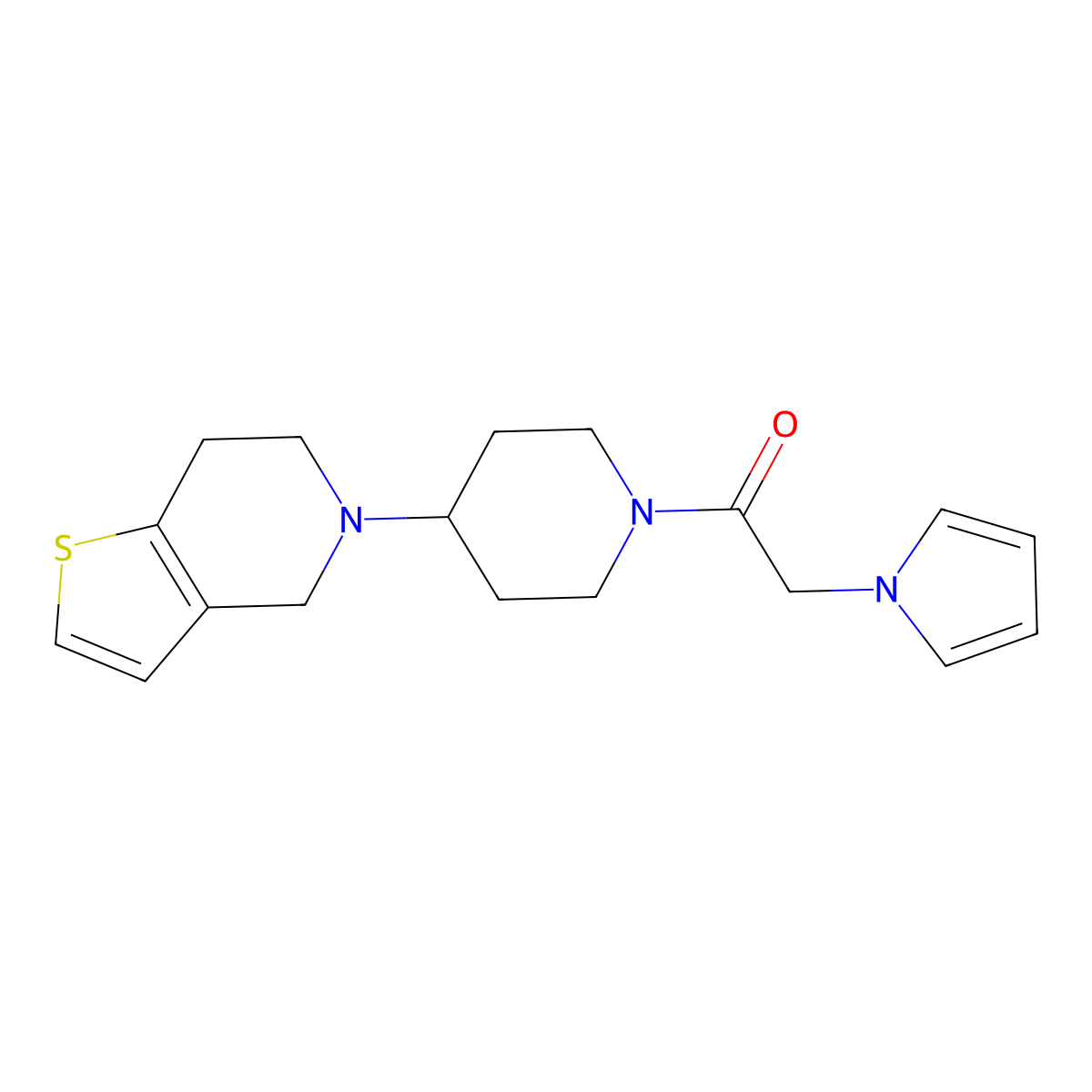 1-(4-(6,7-dihydrothieno[3,2-c]pyridin-5(4H)-yl)piperidin-1-yl)-2-(1H-pyrrol-1-yl)ethanone molecular structure, CAS 2034311-47-0