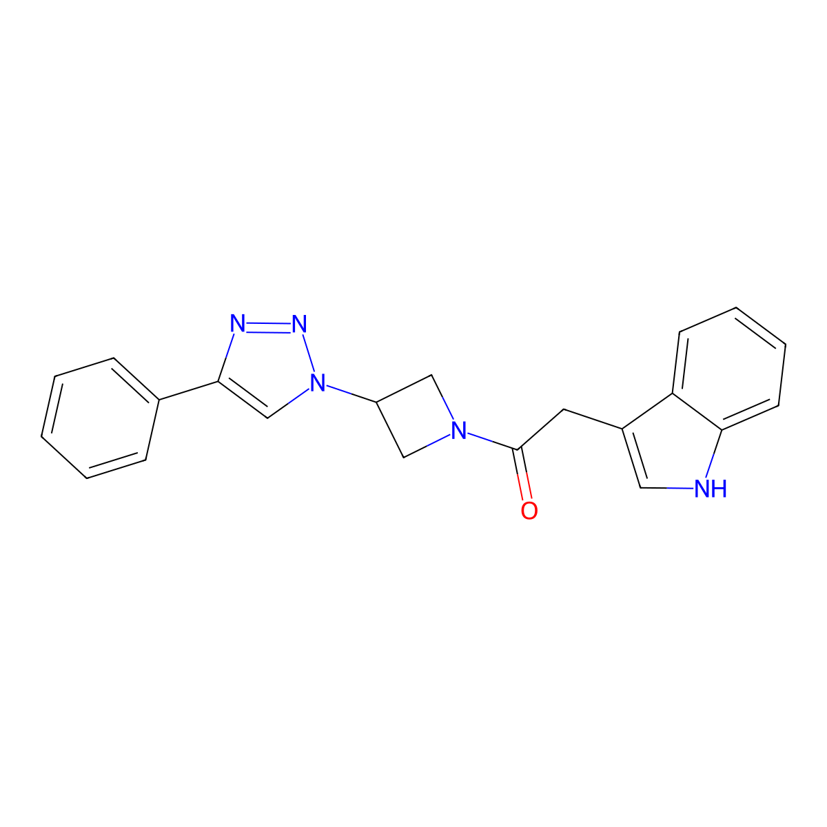 2-(1H-indol-3-yl)-1-(3-(4-phenyl-1H-1,2,3-triazol-1-yl)azetidin-1-yl)ethanone molecular structure, CAS 2034311-50-5
