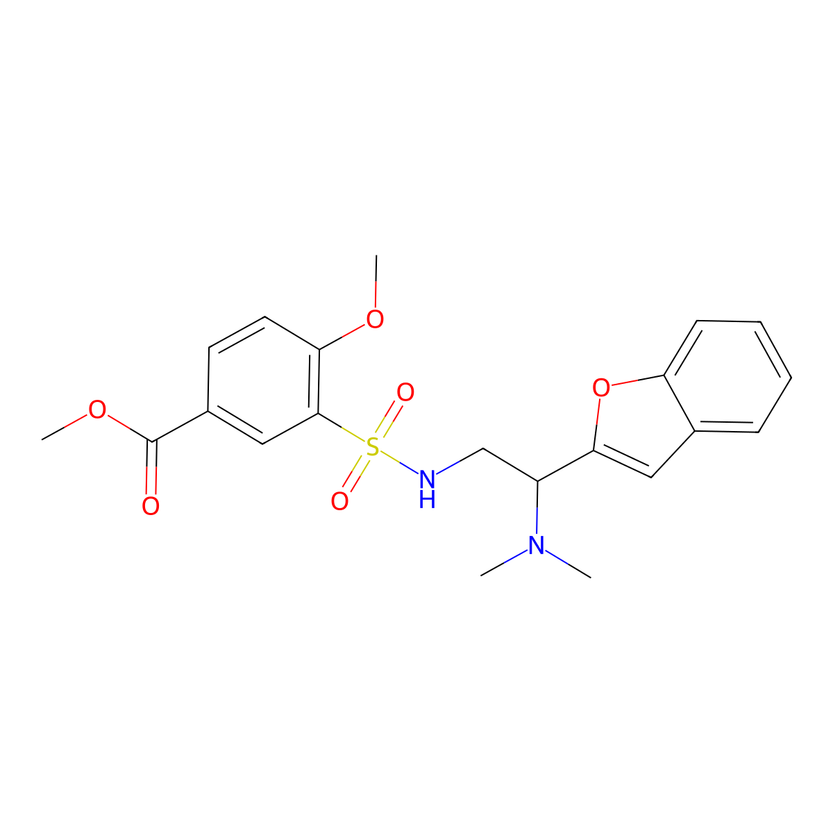 methyl 3-(N-(2-(benzofuran-2-yl)-2-(dimethylamino)ethyl)sulfamoyl)-4-methoxybenzoate molecular structure, CAS 2034311-51-6