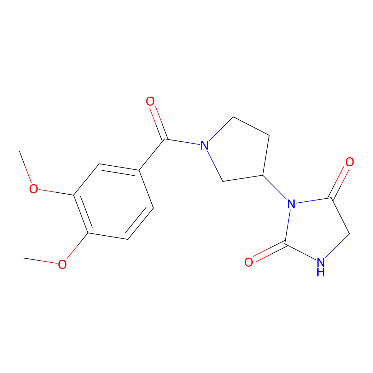 3-[1-(3,4-Dimethoxybenzoyl)pyrrolidin-3-yl]imidazolidine-2,4-dione molecular structure, CAS 2034311-56-1