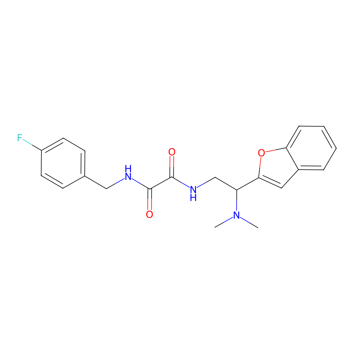 N1-(2-(benzofuran-2-yl)-2-(dimethylamino)ethyl)-N2-(4-fluorobenzyl)oxalamide molecular structure, CAS 2034311-59-4