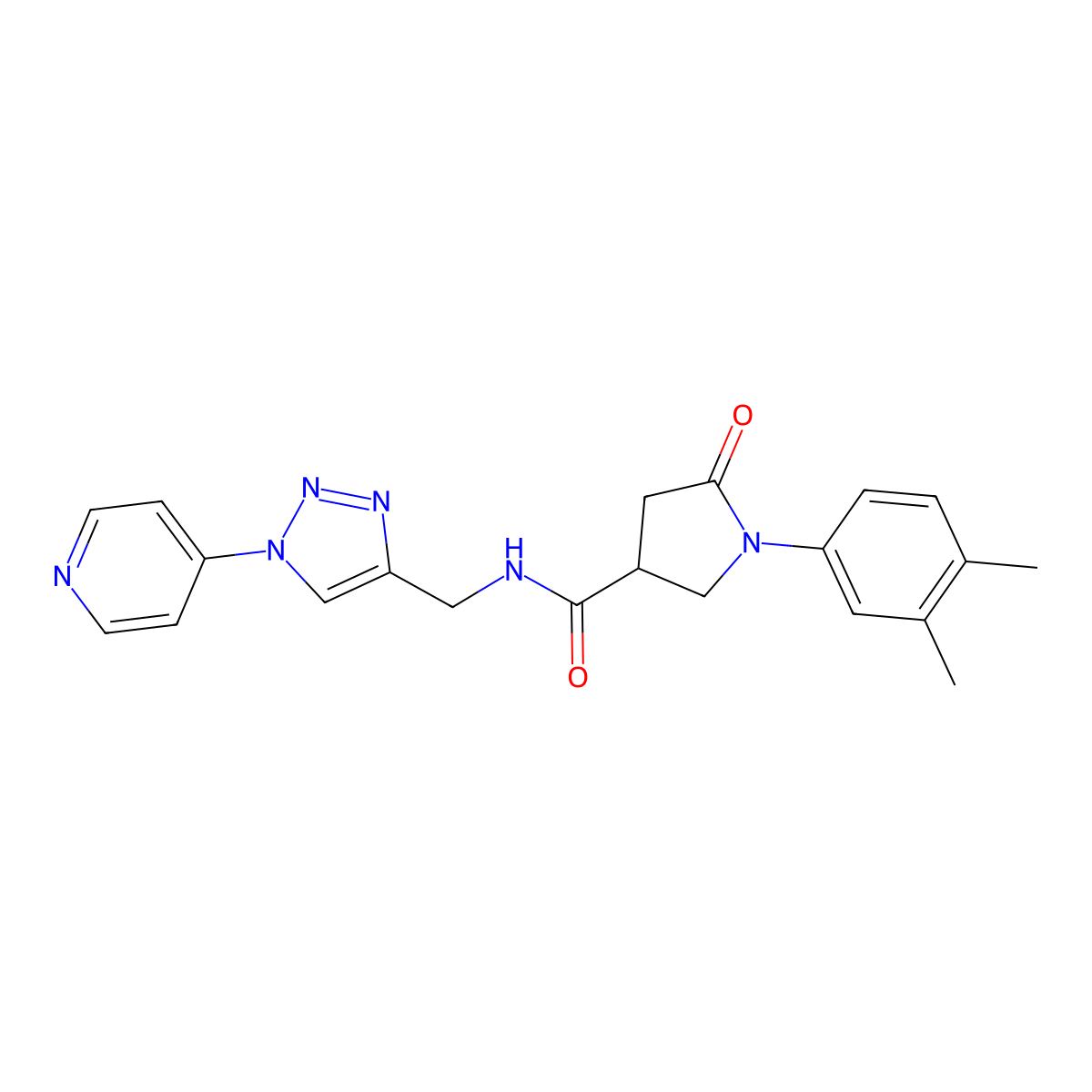 1-(3,4-dimethylphenyl)-5-oxo-N-{[1-(pyridin-4-yl)-1H-1,2,3-triazol-4-yl]methyl}pyrrolidine-3-carboxamide molecular structure, CAS 2034311-65-2