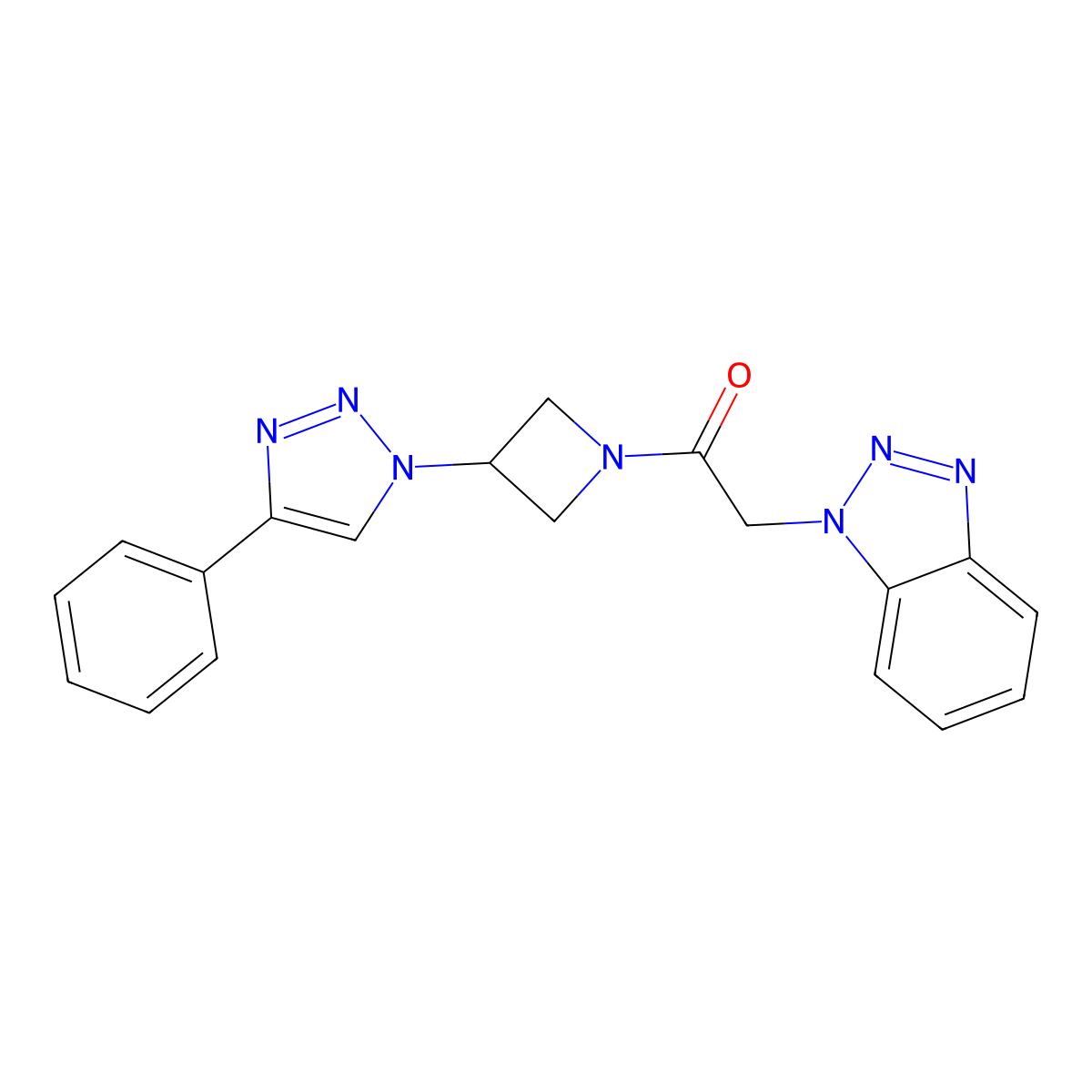 2-(1H-benzo[d][1,2,3]triazol-1-yl)-1-(3-(4-phenyl-1H-1,2,3-triazol-1-yl)azetidin-1-yl)ethanone molecular structure, CAS 2034311-67-4