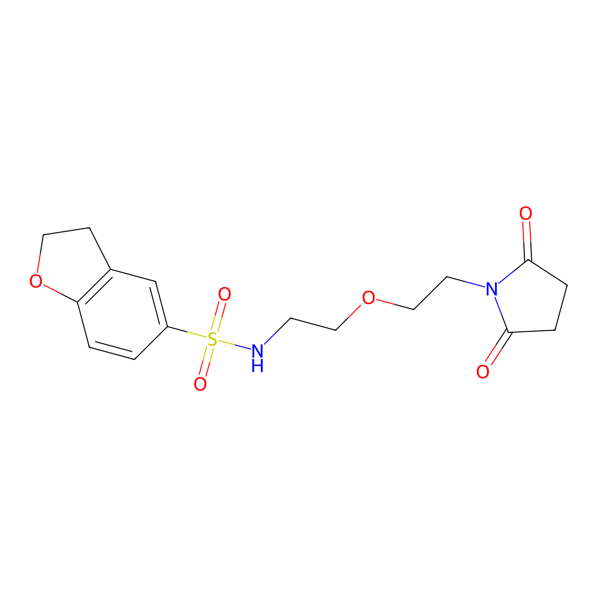 N-(2-(2-(2,5-dioxopyrrolidin-1-yl)ethoxy)ethyl)-2,3-dihydrobenzofuran-5-sulfonamide molecular structure, CAS 2034311-68-5