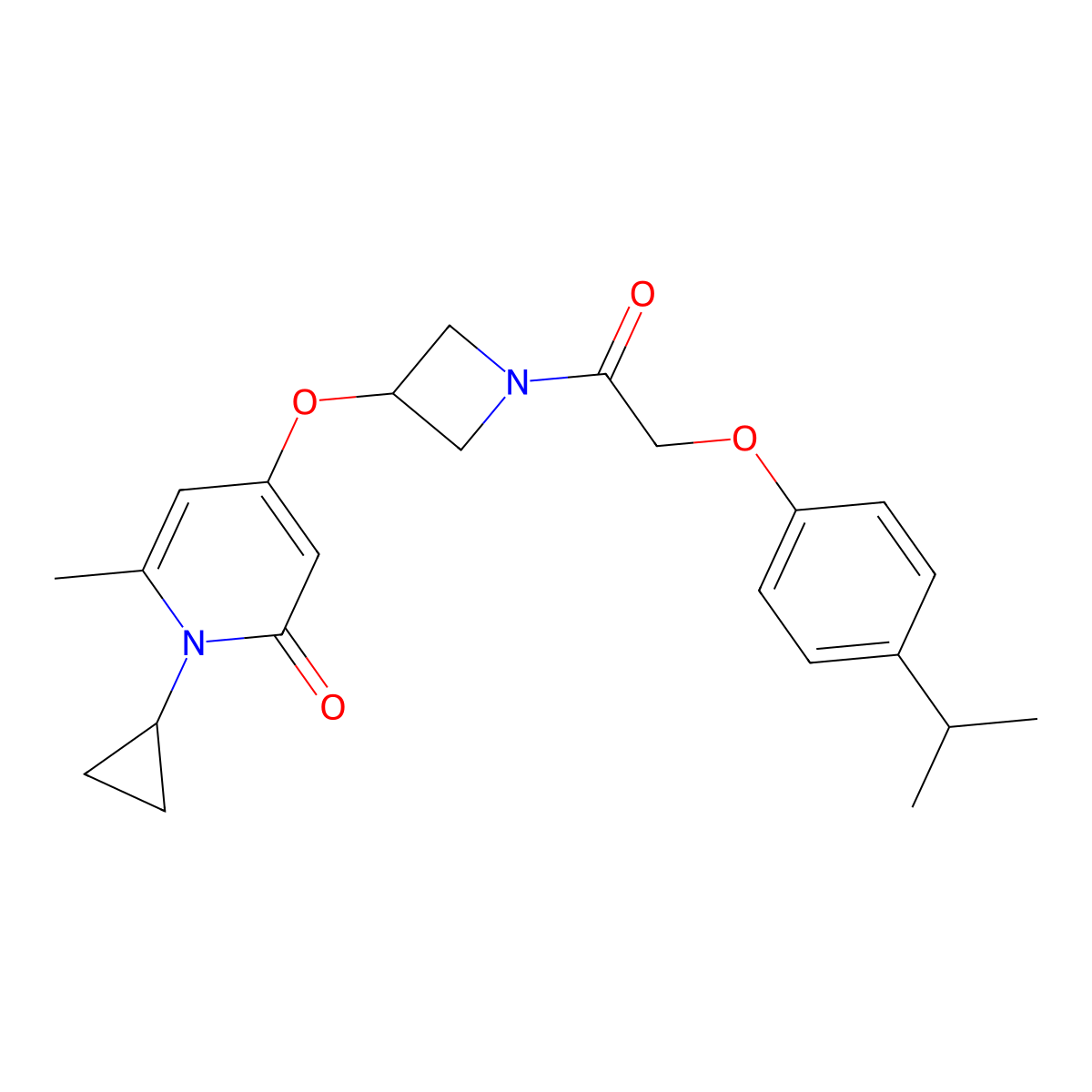 1-cyclopropyl-4-((1-(2-(4-isopropylphenoxy)acetyl)azetidin-3-yl)oxy)-6-methylpyridin-2(1H)-one molecular structure, CAS 2034311-69-6