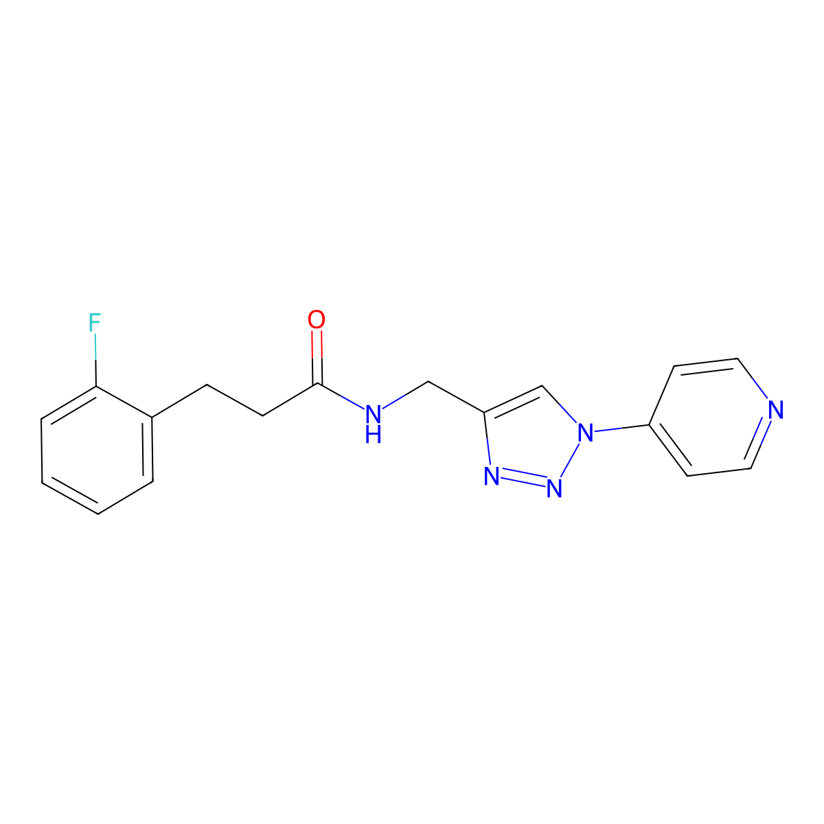 3-(2-fluorophenyl)-N-{[1-(pyridin-4-yl)-1H-1,2,3-triazol-4-yl]methyl}propanamide molecular structure, CAS 2034311-71-0